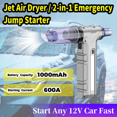 600A Peak Current Car Jump Starter with 8000mAh Battery and Air Compressor for 12V Vehicles