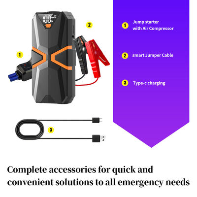 Portable Car Jump Starter with 600A Peak Current 8000mAh Battery and Air Compressor for Gas & Diesel Engines