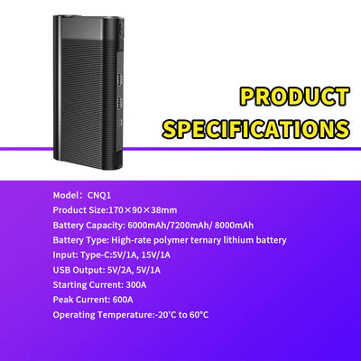 600A Peak Current 8000mAh Battery Car Jump Starter with 150 PSI Air Compressor and Power Bank