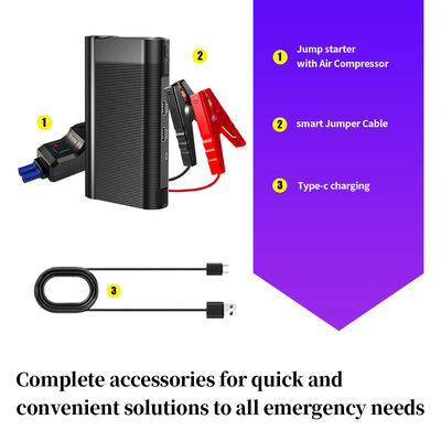 600A Peak Current 8000mAh Battery Car Jump Starter with 150 PSI Air Compressor and Power Bank