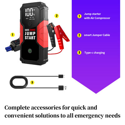 600A Peak 8000mAh 12V Multi-Function Jump Starter with Air Compressor & USB Power Bank