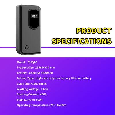 6400mAh 400A Peak Jump Starter with Built-In Air Compressor and Emergency Light for Car Battery Boosting