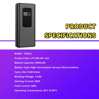 6400mAh Multi-Function Jump Starter with Impact-Resistant ABS Shell and Portable Power Bank