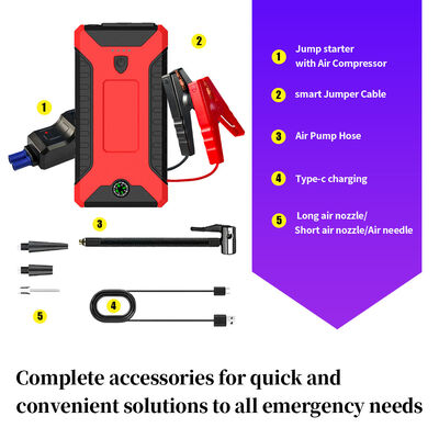 Portable 600A Peak Car Jump Starter with 5400mAh Battery and Air Compressor for Emergency Vehicle Boost
