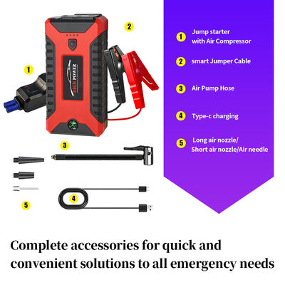 600A Peak Current 5400mAh 4-in-1 Multi-Function Car Jump Starter with Air Compressor and Power Bank