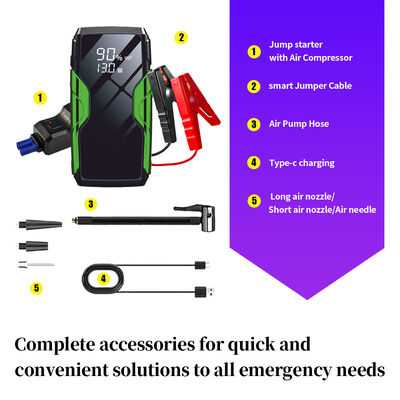 Multi-Function 600A Peak Car Jump Starter with 6400mAh Power Bank and Air Compressor