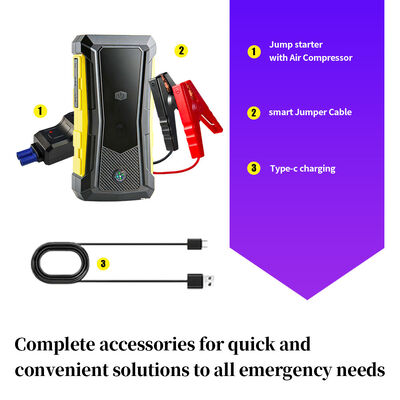 Multi-Function Car Jump Starter with 600A Start Current 14000mAh Battery Capacity and Built-in Air Compressor for Emergency Vehicle Starting