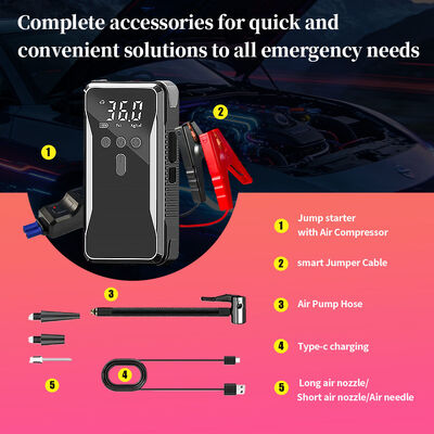 1000A Peak Current 12V Car Jump Starter with 150PSI Air Compressor and Digital LED Display