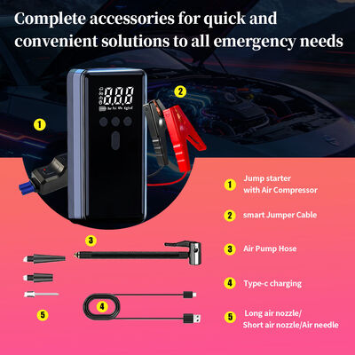 1000A Peak Current Jump Starter with 150 PSI Air Compressor and 6-in-1 Functionality Emergency Power Pack