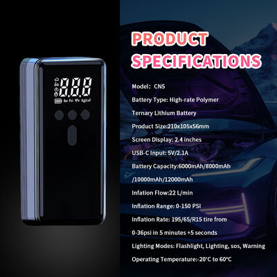 1000A Peak Current Jump Starter with 150 PSI Air Compressor and 6-in-1 Functionality Emergency Power Pack