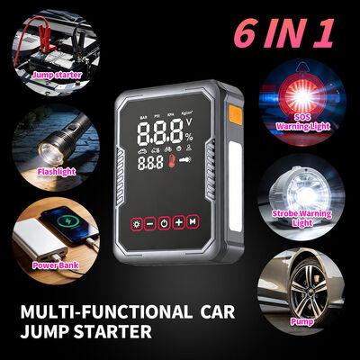 2400A Peak Current Jump Starter with 16000mAh Battery and 150 PSI Air Compressor for Emergency Car Boosting