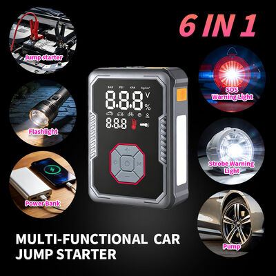 6-in-1 Functionality Jump Starter with 2400A Peak Current and 16000mAh Battery Capacity for Cars and Trucks