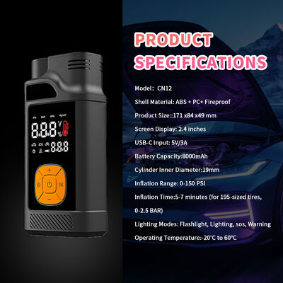 8000mAh Jump Starter with 150 PSI Tire Inflator and Multi-Lighting System Emergency Kit