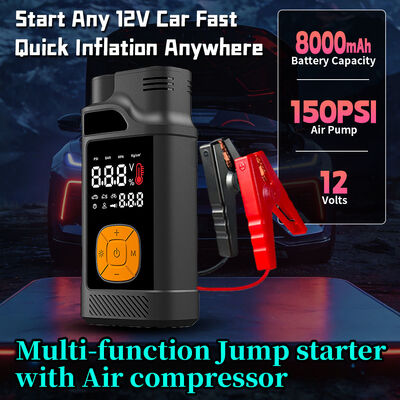 8000mAh Jump Starter with 150 PSI Tire Inflator and Multi-Lighting System Emergency Kit
