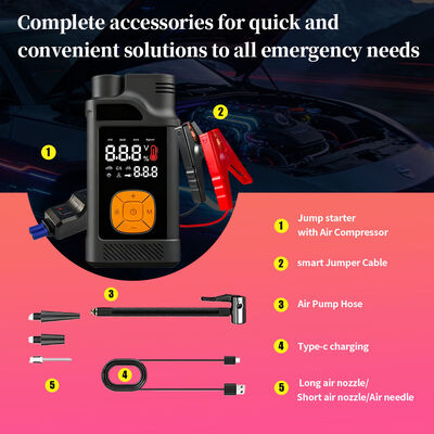 8000mAh Jump Starter with 150 PSI Tire Inflator and Multi-Lighting System Emergency Kit