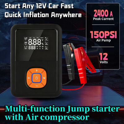 2400A Peak Current Jump Starter with 150 PSI Air Compressor and 6-in-1 Multi-Function Portable Power Bank