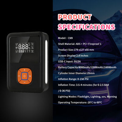 2400A Peak Current Jump Starter with 150 PSI Air Compressor and 6-in-1 Multi-Function Portable Power Bank