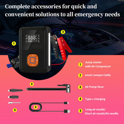 2400A Peak Current Jump Starter with 150 PSI Air Compressor and 6-in-1 Multi-Function Portable Power Bank