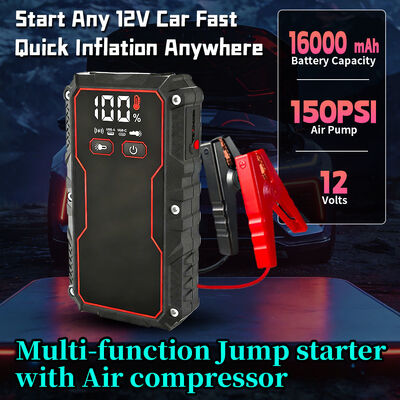 750A 10000mAh 150PSI Multi Functional Car Jump Starter with Air Compressor & LED Flashlight