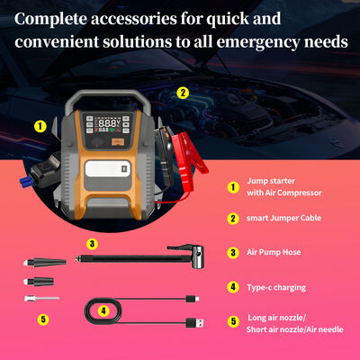 53600mAh Jump Starter with 150PSI Air Compressor and 6000A Peak Current for Emergency Power Pack