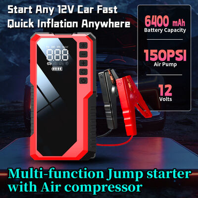 6400mAh 6-in-1 Multi-Function Jump Starter with 150 PSI Air Compressor and Car Battery Booster