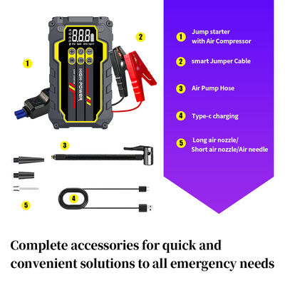 Multifunction 12V Car Battery Jump Starter and Air Compressor Power Bank 8000mAh
