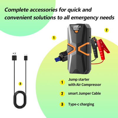 600A Peak Car Jump Starter with 8000mAh Power Bank and Integrated Air Pump