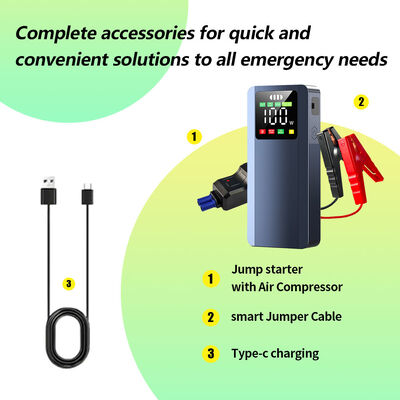 600A Peak Current Car Jump Starter with LED Emergency Light and 8000mAh Battery Capacity