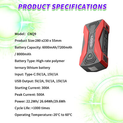 All-in-One 12V Auto Start System with Tire Inflator, 500A Peak Boost and Emergency Lighting