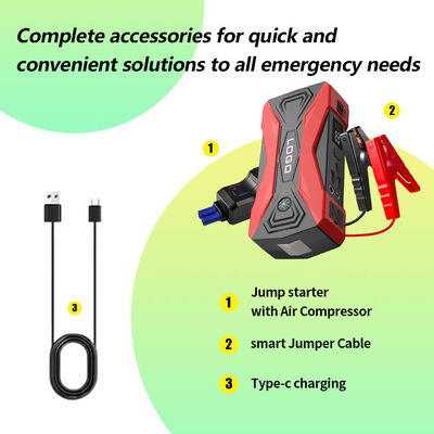 All-in-One 12V Auto Start System with Tire Inflator, 500A Peak Boost and Emergency Lighting