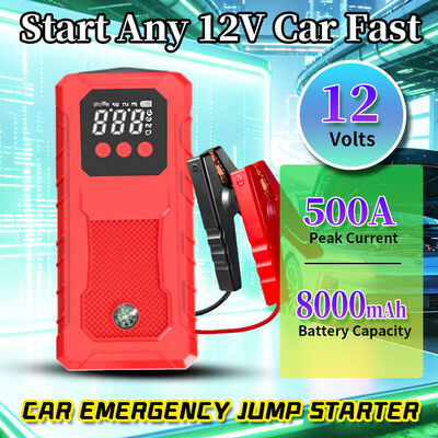 12V Compact Car Jump Starter Power Bank 500A Emergency Battery Booster with LED Flashlight