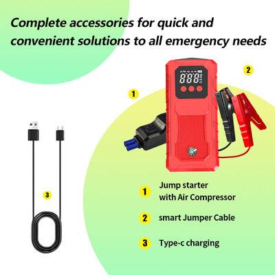 12V Compact Car Jump Starter Power Bank 500A Emergency Battery Booster with LED Flashlight