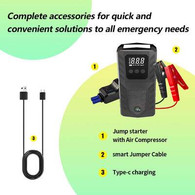 Vehicle Jump Starter Power Bank with Emergency Light, 12V Battery Booster, 500A Peak Output