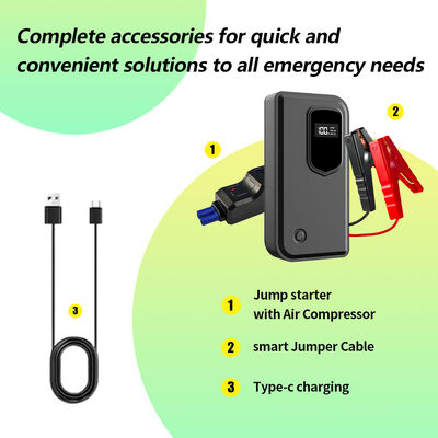 Compact 12V Car Emergency Jump Starter 6400mAh Lithium Booster with LED Flashlight & Power Bank