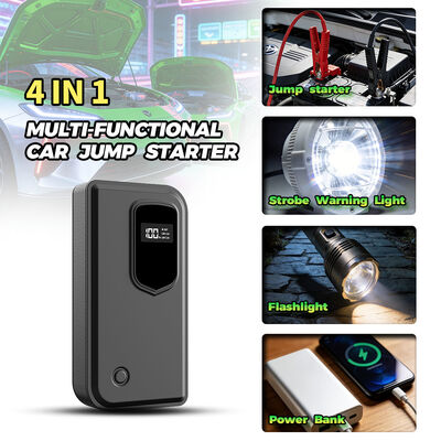 Compact 12V Car Emergency Jump Starter 6400mAh Lithium Booster with LED Flashlight & Power Bank