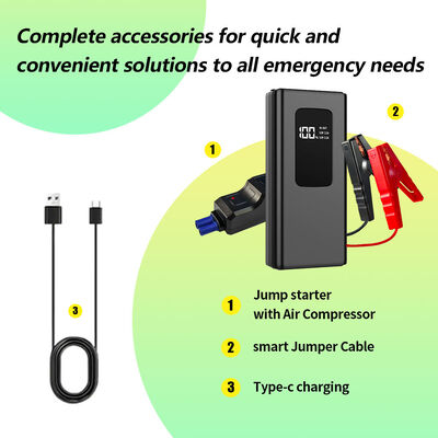 Compact 4-in-1 12V Car Emergency Jump Starter Power Bank