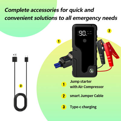 6400mAh Smart Digital Car Emergency Jump Starter with Air Compressor