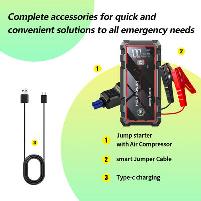 6400mAh 12V Car Emergency Jump Starter with 600A Peak Current for Fast Vehicle Starting