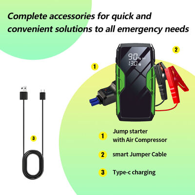 Multi-Function Jump Starter with 300A Starting Current and Built-in Air Compressor