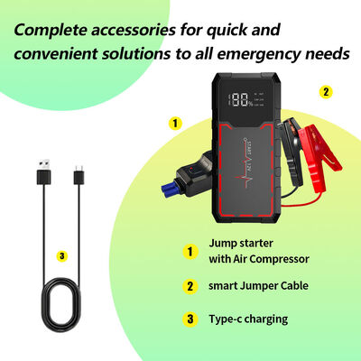6400 Emergency Car Jump Starter with Air Compressor & 600A Peak Power