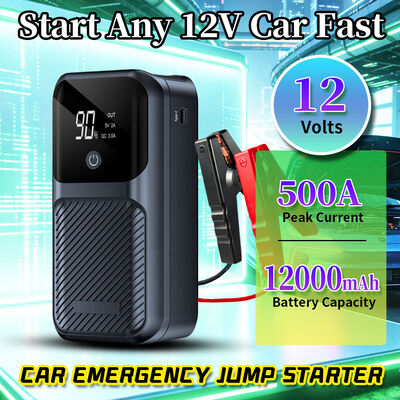 Portable 12000mAh Jump Starter 12V with 1000A Peak & Type-C Charging