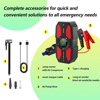 600A Peak Current 12V Multi Functional Jump Starter with 150PSI Air Compressor and Digital Display