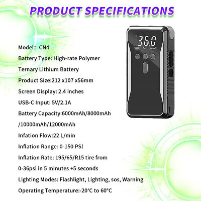 1000A Peak 12V Multi-Function Jump Starter with 150PSI Digital Air Compressor for Emergency Vehicle Starting and Tire Inflation