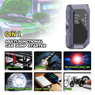 Portable Multi-Purpose Jump Starter with 1000A Peak Current 150PSI Digital Air Compressor and High-Rate Polymer Lithium Battery