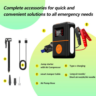 2400A Peak Current Multi Functional Jump Starter with 150PSI Air Pump and 16000mAh Portable Battery Pack
