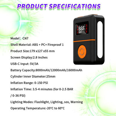 2400A Peak Current Multi Functional Jump Starter with 150PSI Air Pump and 16000mAh Portable Battery Pack