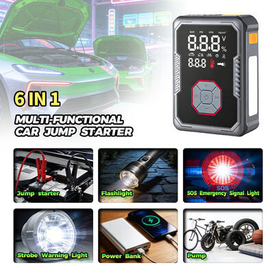 Upgraded 2025 2400A Peak Current Multi Functional Jump Starter Pack With Built-In Tire Inflator And 3.2 Inch LCD Screen