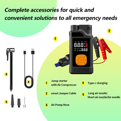 Portable 8000mAh Multi Functional Jump Starter with 150 PSI Air Inflator and 1200A Peak Current