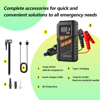 6-Function 1800A Peak Current Portable Battery Booster with 150PSI Air Pump for 12V Gas Vehicles