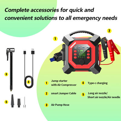 24000mAh Multi Functional Jump Starter with 150PSI Digital Air Compressor and 600A Peak Current Portable Power Pack